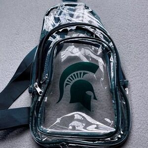 Michigan State Spartans Unisex Sling Bag Clear PVC Stadium Approved Green MSU